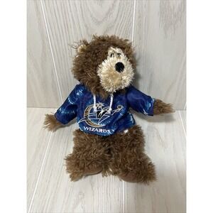 NBA brown cream teddy bear Plush wearing blue WA Washington Wizards hoodie